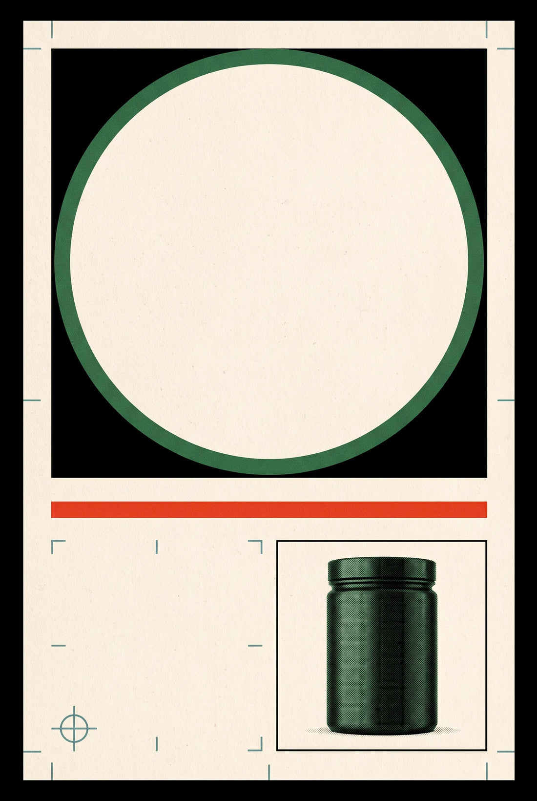 One anonymous dark green tin in a graphic anti-clutter composition.